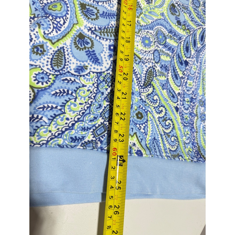 Talbots Blouson Sleeve‎ Crewneck  Sweatshirt Perkey Paisley Large Blue  Pullover - Picture 12 of 13
